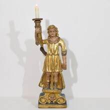 Baroque angel figure with candleholder, Italy circa 1650-1700