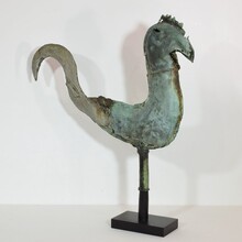 Folk art copper rooster weathervane, France circa 1750-1850