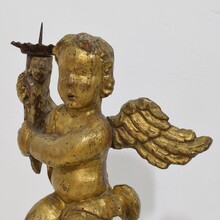 Carved wood baroque angel with candleholder, France circa 1750