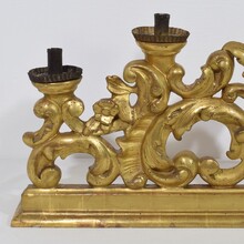 Carved giltwood baroque candleholder, Italy circa 1750-1780