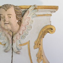 Baroque carved giltwood altar ornament with angel head, Spain circa 1750