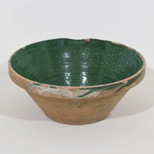 Green glazed terracotta diary bowl or tian, France circa 1850