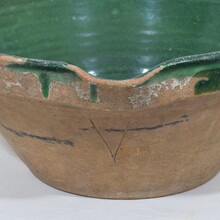 Green glazed terracotta diary bowl or tian, France circa 1850