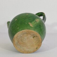 Green glazed terracotta jug or water cruche, France circa 1850