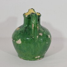 Green glazed terracotta jug or water Cruche, France circa 1850-1900