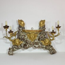 Giltwood baroque style altar with candleholders and angels, Italy circa 1850