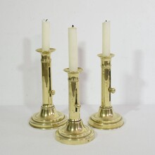 Collection of 3 bistro push up candleholders, France circa 1850-1900