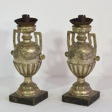 Couple neoclassical silvered candlesticks, Italy circa 1770-1800