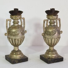 Couple neoclassical silvered candlesticks, Italy circa 1770-1800
