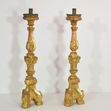 Couple neoclassical giltwood candleholders, Italy circa 1780-1800