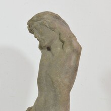Weathered carved sandstone Christ fragment, France circa 1600-1700