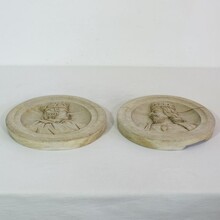 Pair carved oak panels/medallions, France circa 1850-1900