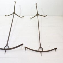 Pair hand forged iron candleholders, France circa 1650
