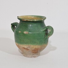 Small green glazed ceramic confit jar/pot, France circa 1850