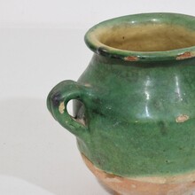 Small green glazed ceramic confit jar/pot, France circa 1850