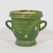 Small green glazed earthenware Castelnaudary planter, France circa 1850-1900