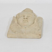 Baroque hand carved marble angel head panel, Italy circa 1700-1750