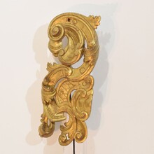 Large hand carved giltwood baroque curl ornament, Italy circa 1750