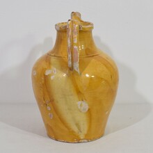 Large yellow glazed terracotta jug or water cruche ( Orjol), France circa 1850