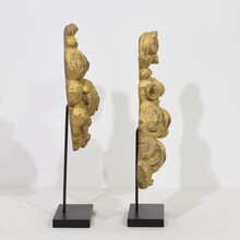 Pair gilded carved oak baroque ornaments, France circa 1650-1750