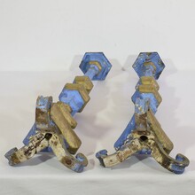 Pair of baroque carved wooden candleholders, Italy circa 1750-1780