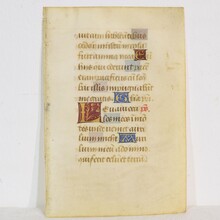Small illuminated vellum book page, handwriting, France 15th century
