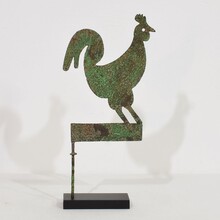 Small hand forged iron folk art rooster weathervane, France circa 1800-1900