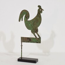Small hand forged iron folk art rooster weathervane, France circa 1800-1900