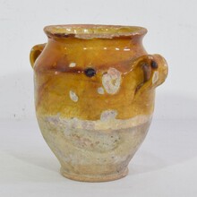 Small yellow glazed confit jar, France circa 1850-1900