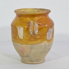 Small yellow glazed confit jar, France circa 1850-1900