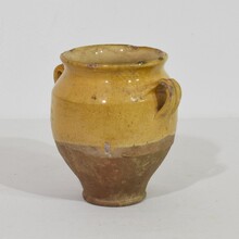 Small yellow glazed ceramic confit jar/ pot, France circa 1850-1900