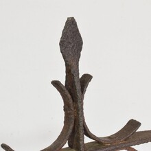 Hand forged iron village cross on carved stone base, Spain circa 1650-1750