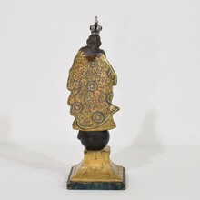 Painted/ gilded wooden Madonna/ Santos with crown, Spain circa 1750
