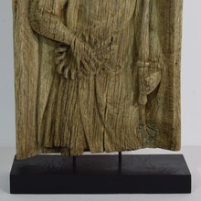 Carved oak panel with a nobleman, France circa 1550-1650