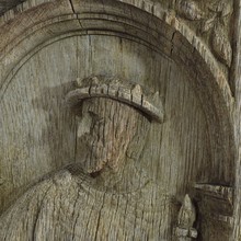 Carved oak panel with a nobleman, France circa 1550-1650