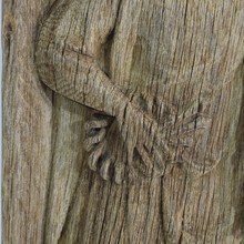 Carved oak panel with a nobleman, France circa 1550-1650