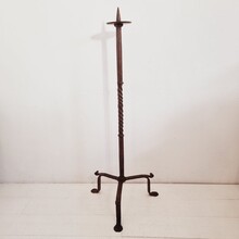 Large hand forged iron candleholder, France circa 1650-1750