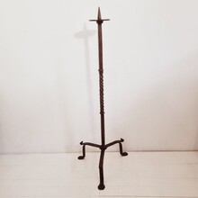 Large hand forged iron candleholder, France circa 1650-1750