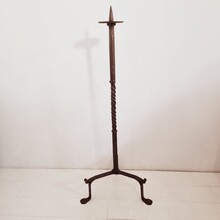 Large hand forged iron candleholder, France circa 1650-1750