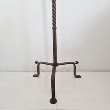 Large hand forged iron candleholder, France circa 1650-1750