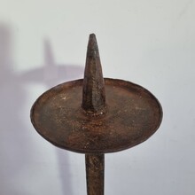 Large hand forged iron candleholder, France circa 1650-1750