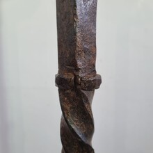 Large hand forged iron candleholder, France circa 1650-1750