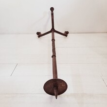 Large hand forged iron candleholder, France circa 1650-1750