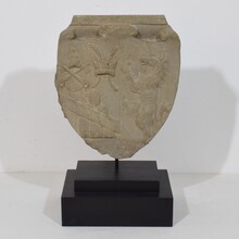 Carved stone coat of arms with unicorn, Italy circa 1650-1750
