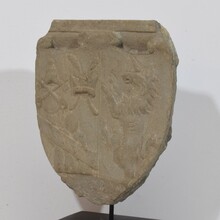 Carved stone coat of arms with unicorn, Italy circa 1650-1750