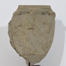 Carved stone coat of arms with unicorn, Italy circa 1650-1750