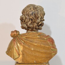 Hand carved wooden reliquary bust of a saint, Italy circa 1650-1750