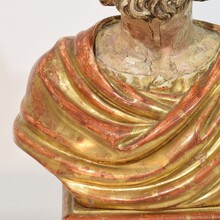 Hand carved wooden reliquary bust of a saint, Italy circa 1650-1750