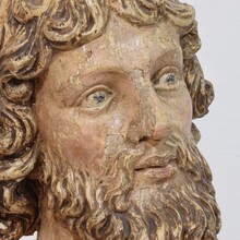 Hand carved wooden reliquary bust of a saint, Italy circa 1650-1750