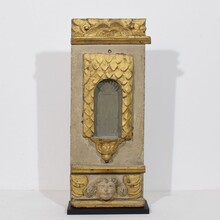 Carved oak altar niche with angel head, France circa 1650-1700